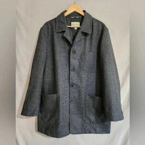 Men's Pronto Uomo Wool Coat, Gray/Black, Size Large, Pre-Owned